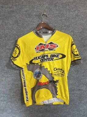 V-Gear Yucaipa Bike Center Cycling Jersey Mens Medium Yellow Sleeve 1/4 Zip